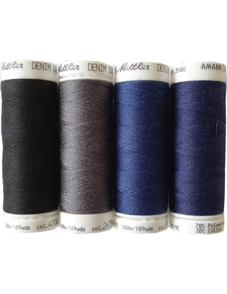 Set di 4 fili da cucito Denim scuro Mettler