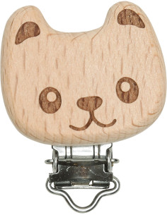 Clip porta ciuccio in legno - Orsetto