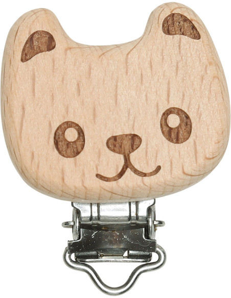 Clip porta ciuccio in legno - Orsetto