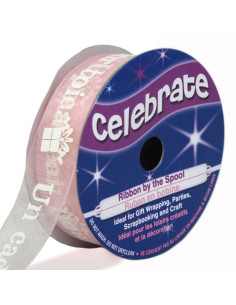 Nastro organza Celebrate rosa un regalo per te - 15 mm x 3,5 m