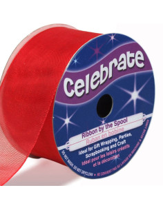 Nastro organza Celebrate rosso - 32 mm x 5 m