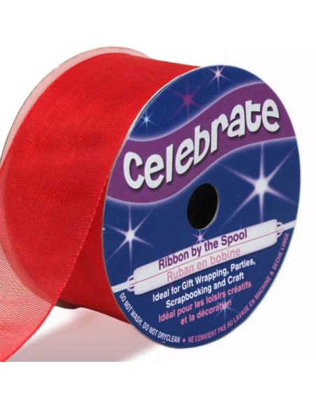 Nastro organza Celebrate rosso - 32 mm x 5 m