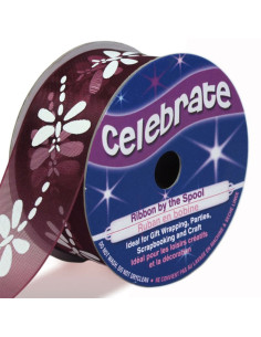 Nastro organza Celebrate libellula prugna - 25 mm x 3 m