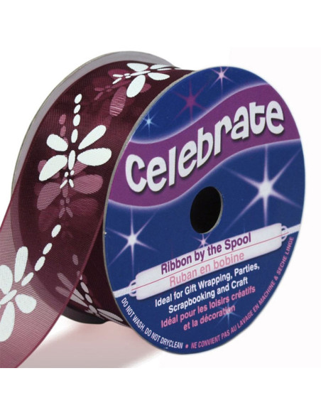Nastro organza Celebrate libellula prugna - 25 mm x 3 m