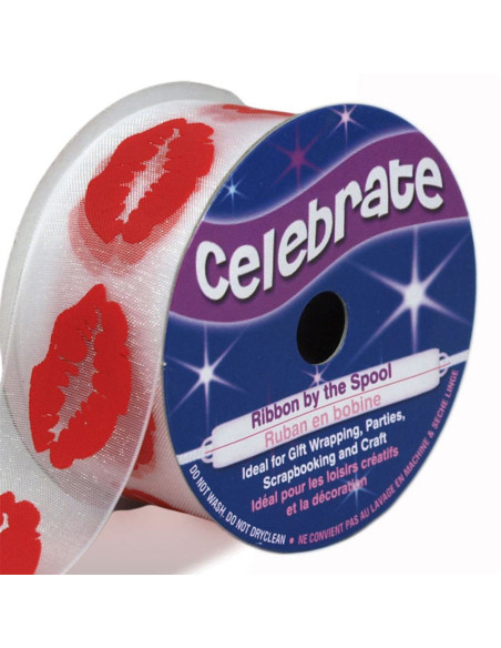 Nastro organza Celebrate labbra rosse - 25 mm x 3 m