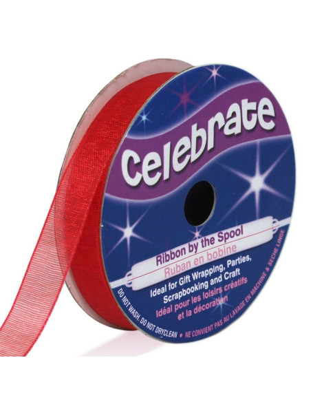Nastro organza Celebrate rosso - 9 mm x 8 m