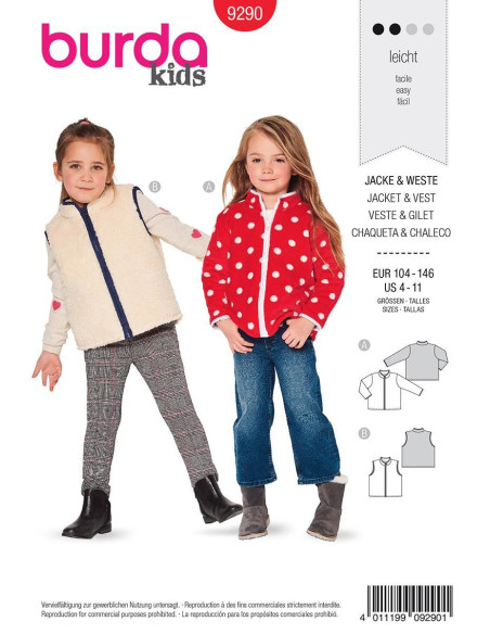 Modello di giacca e gilet - Burda 9290