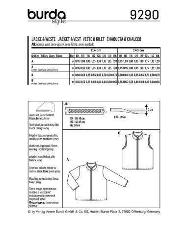 Modello di giacca e gilet - Burda 9290