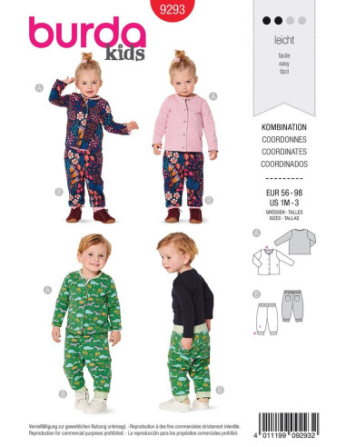 Modello di giacca e pantaloni - Burda 9293