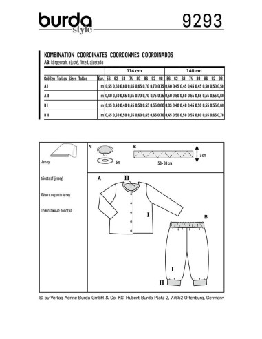Modello di giacca e pantaloni - Burda 9293