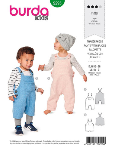 Modello di salopette e pantaloncini - Burda 9295