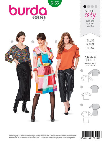 Modello di camicetta e abito - Burda 6155