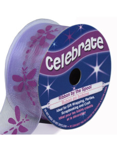 Nastro organza Celebrate libellula lilla - 25 mm x 3 m