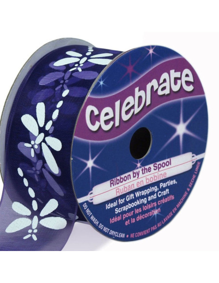 Nastro organza Celebrate libellula viola - 25 mm x 3 m