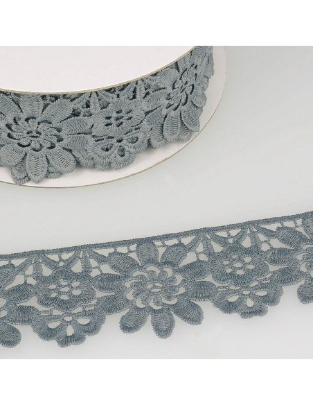 Guipure fiori 55 mm - Grigio