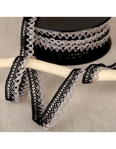 Pizzo smerlato 10mm - Nero