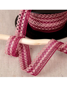 Pizzo smerlato 20mm - Bordeaux, rosa antico