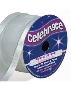 Nastro organza Celebrate bianco con bordo grigio - 38 mm x 4 m