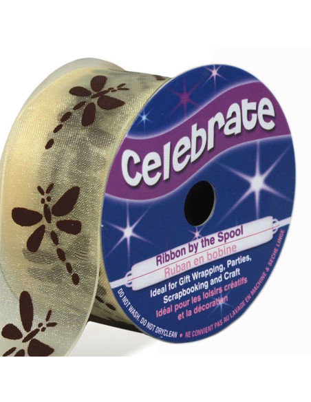 Nastro organza Celebrate libellula crema - 25 mm x 3 m