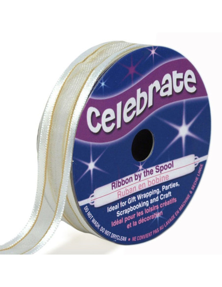 Nastro organza Celebrate bianco - 12 mm x 5 m