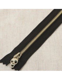 Chiusura satinata metallo lurex teschio - Oro