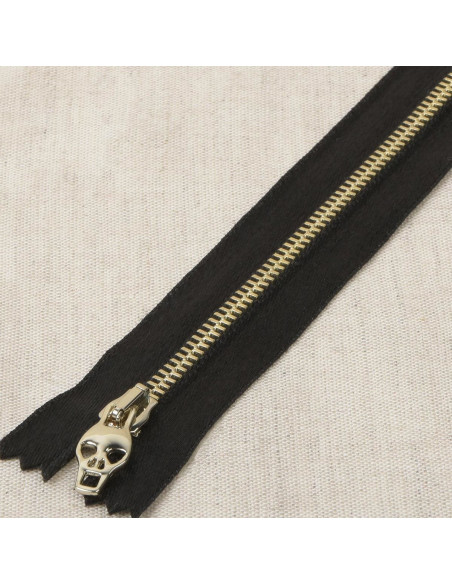 Chiusura satinata metallo lurex teschio - Oro