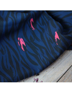 Tessuto crêpe di viscosa Zebra blu - Églantine & Zoé