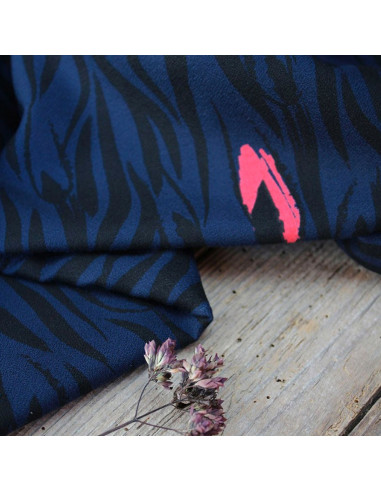 Tessuto crêpe di viscosa Zebra blu - Églantine & Zoé