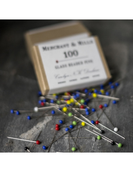 Scatola di 100 spilli extra-fini con testa di vetro Merchant & Mills