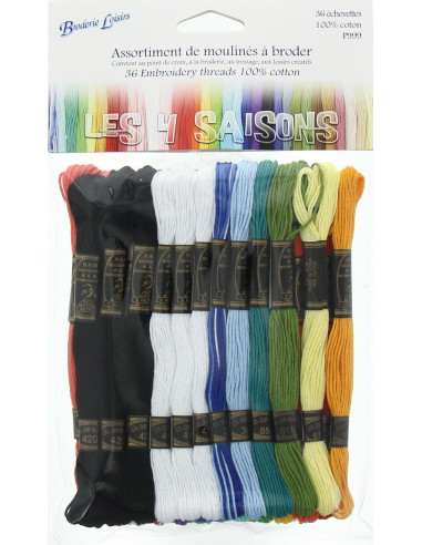 Assortimento di 36 fili da ricamo mouliné