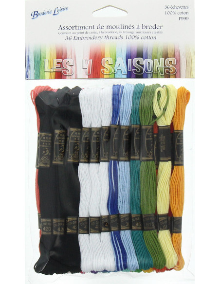 Assortimento di 36 fili da ricamo mouliné