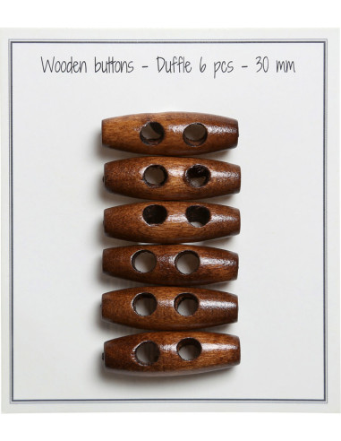 Set di 6 bottoni bastoncino in legno marrone chiaro 30 mm