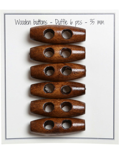 Set di 6 bottoni a cilindro in legno marrone chiaro 35 mm