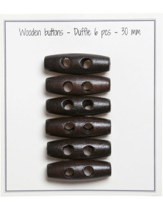 Set di 6 bottoni a cilindro in legno marrone scuro 30 mm
