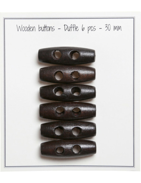 Set di 6 bottoni a cilindro in legno marrone scuro 30 mm