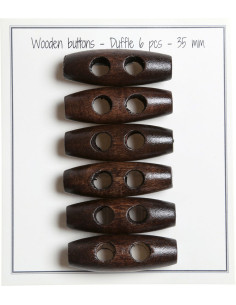 Set di 6 bottoni a cilindro in legno marrone scuro 35 mm
