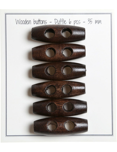 Set di 6 bottoni a cilindro in legno marrone scuro 35 mm