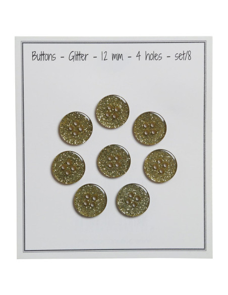 Set di 8 bottoni Glitter 12 mm - Verde