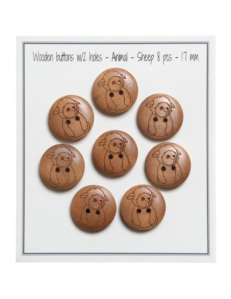 Set di 8 bottoni in legno 17 mm - Pecora