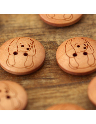 Set di 8 bottoni in legno 17 mm - Coniglio