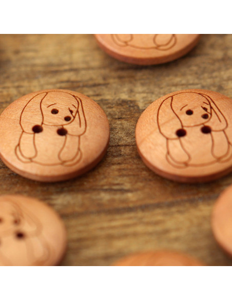 Set di 8 bottoni in legno 17 mm - Coniglio