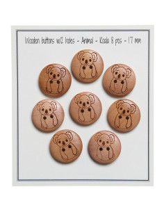 Set di 8 bottoni in legno 17 mm - Koala