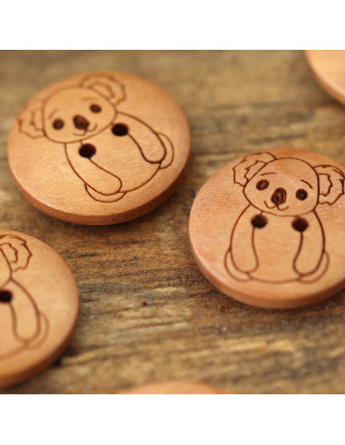 Set di 8 bottoni in legno 17 mm - Koala