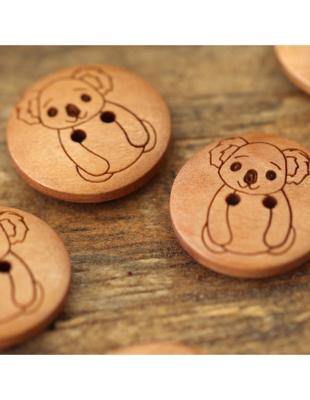 Set di 8 bottoni in legno 17 mm - Koala