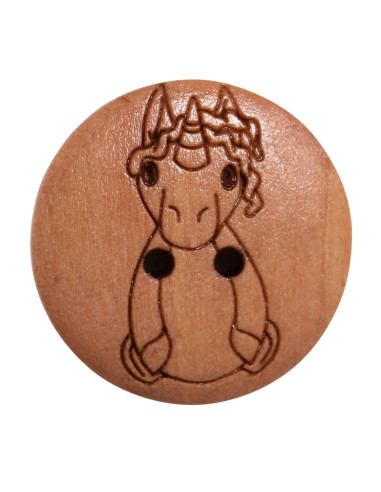 Set di 8 bottoni in legno 17 mm - Unicorno
