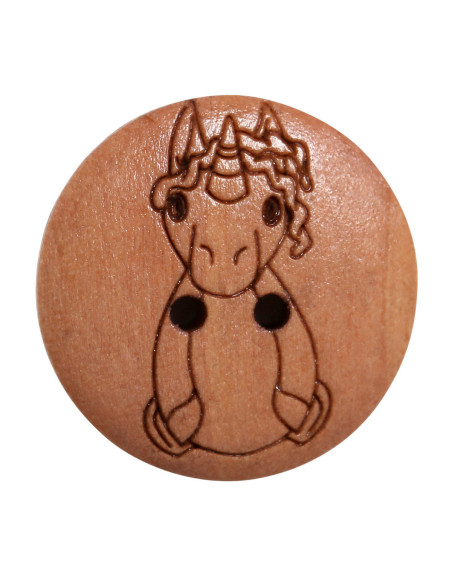 Set di 8 bottoni in legno 17 mm - Unicorno