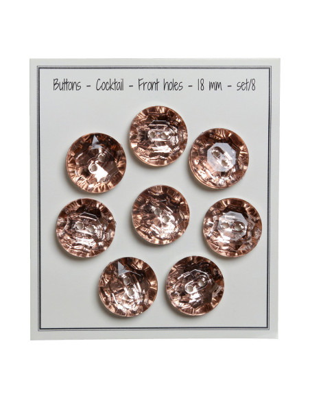 Set di 8 bottoni a 2 fori Cocktail 18 mm - Rosa antico
