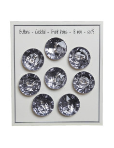 Set di 8 bottoni a 2 fori Cocktail 18 mm - Grigio
