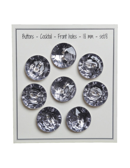 Set di 8 bottoni a 2 fori Cocktail 18 mm - Grigio