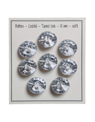 Set di 8 bottoni a coda Cocktail 18 mm - Argento
